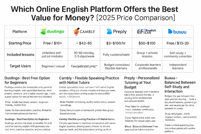 Which Online English Platform Offers the Best Value for Money? [2025 Price Comparison]